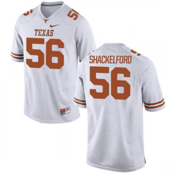 Mens University of Texas #56 Zach Shackelford Game Stitched Jersey White